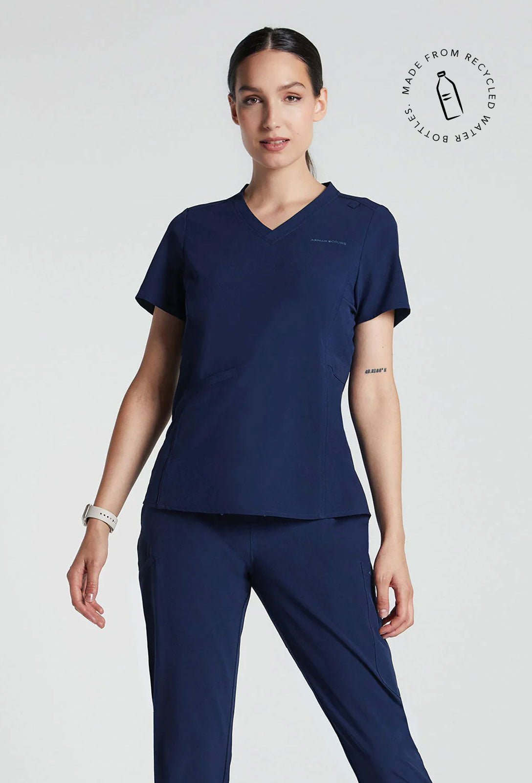 Under Scrubs for Women - Long Sleeve V Neck Top Women's Medical I Nurse  Under Scrub Shirt w/Zippered Pocket