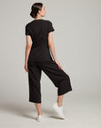 Women's Faux Linen Wide Cropped Pant