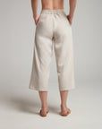 Women's Faux Linen Wide Cropped Pant