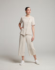 Women's Faux Linen Wide Cropped Pant