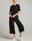 Women's Faux Linen Wide Cropped Pant